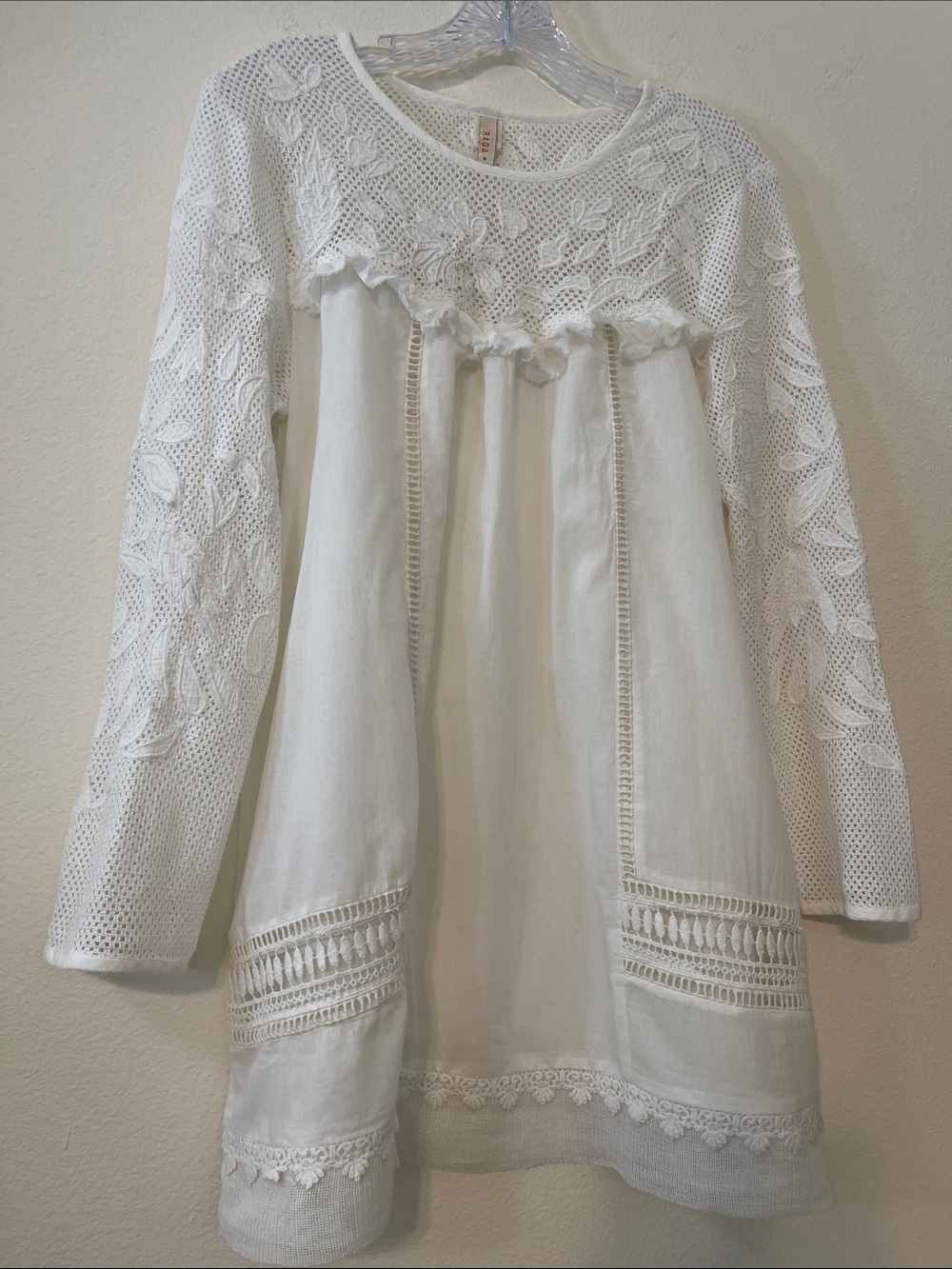 RAGA White Cotton Crochet Boho Tunic/Cover-Up - Picture 6 of 16